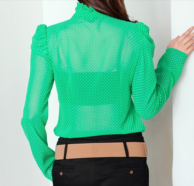 Women blouses green color with white tassels - Click Image to Close